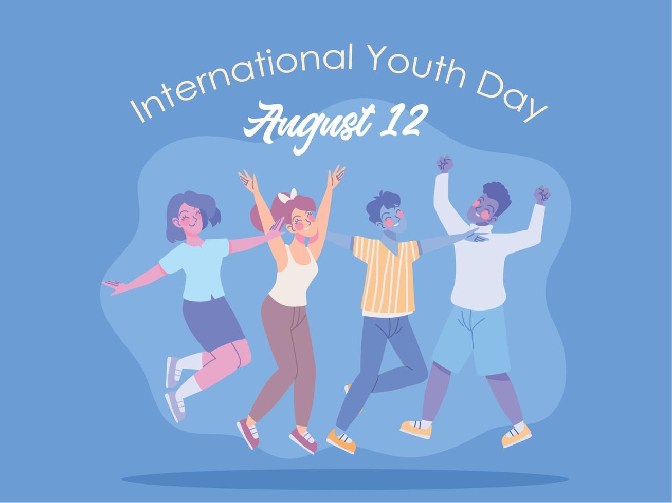bannière de la journée internationale de la jeunesse du 12 août vecteur