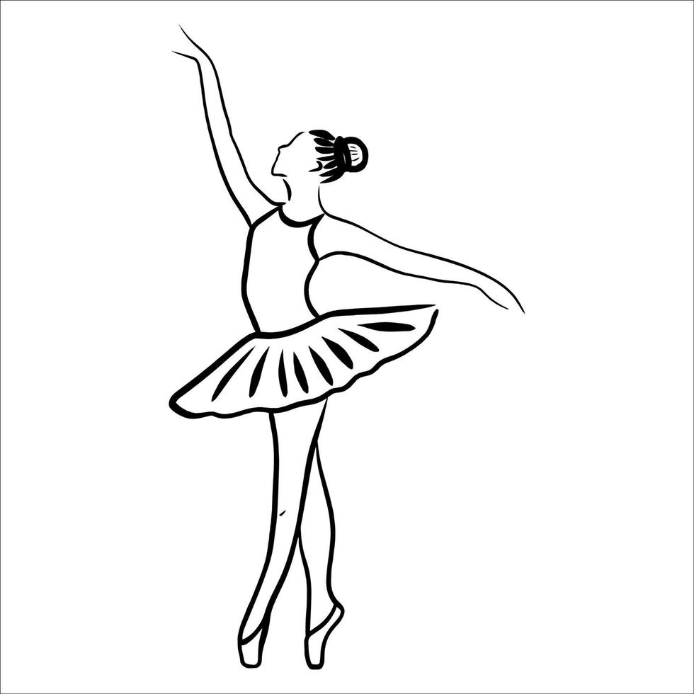 ballerine. contour noir et blanc. silhouette de danseur. vecteur