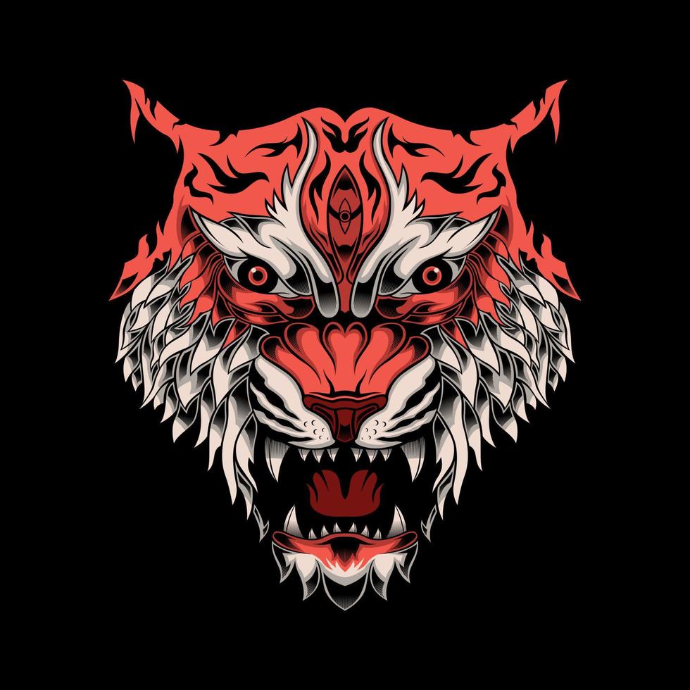 illustration vectorielle de tête de tigre en colère vecteur