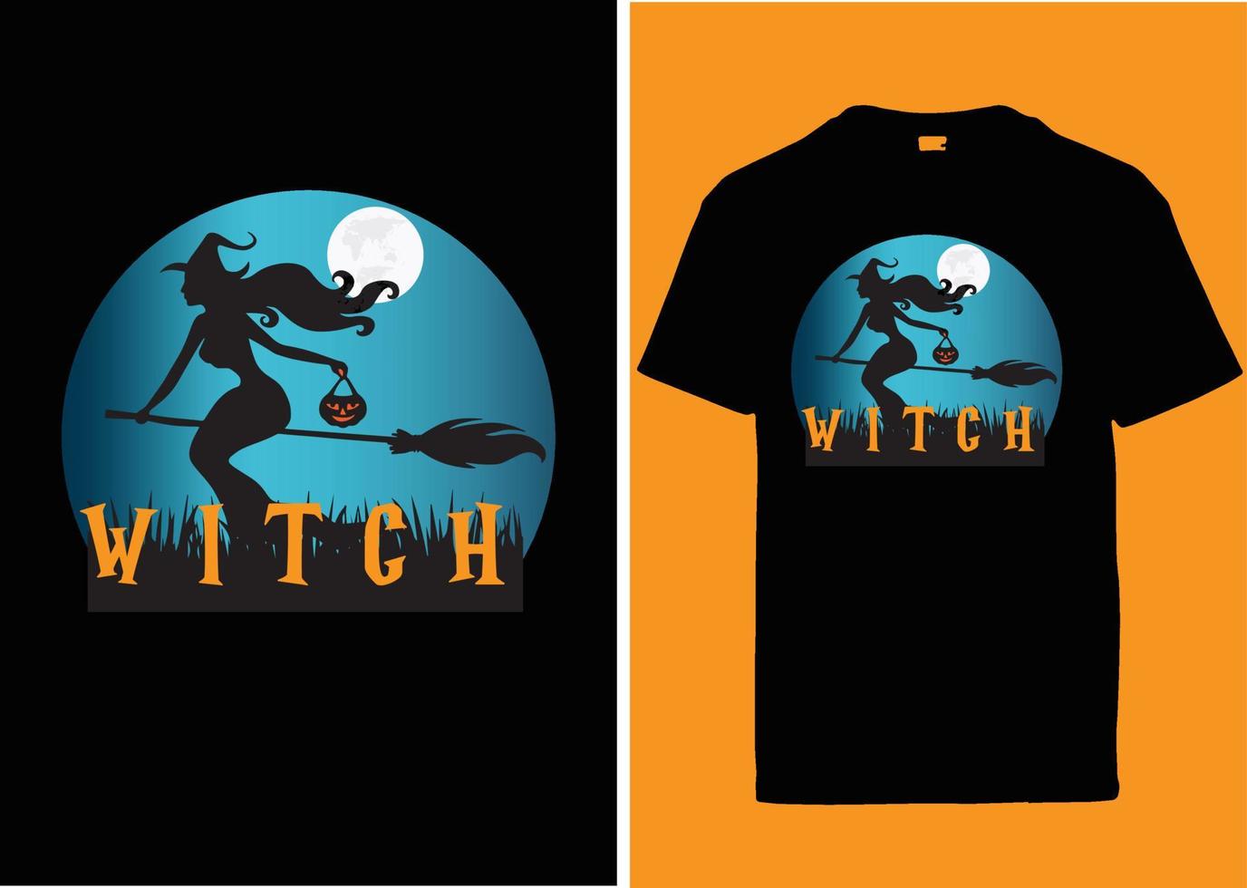 conception de t-shirt halloween sorcière vecteur