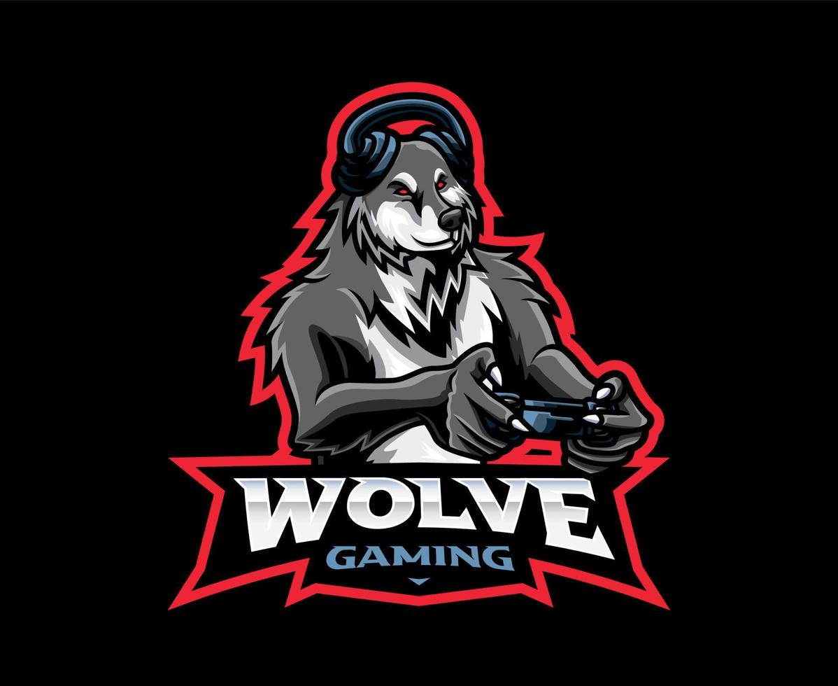 création de logo de mascotte de loup gamer vecteur