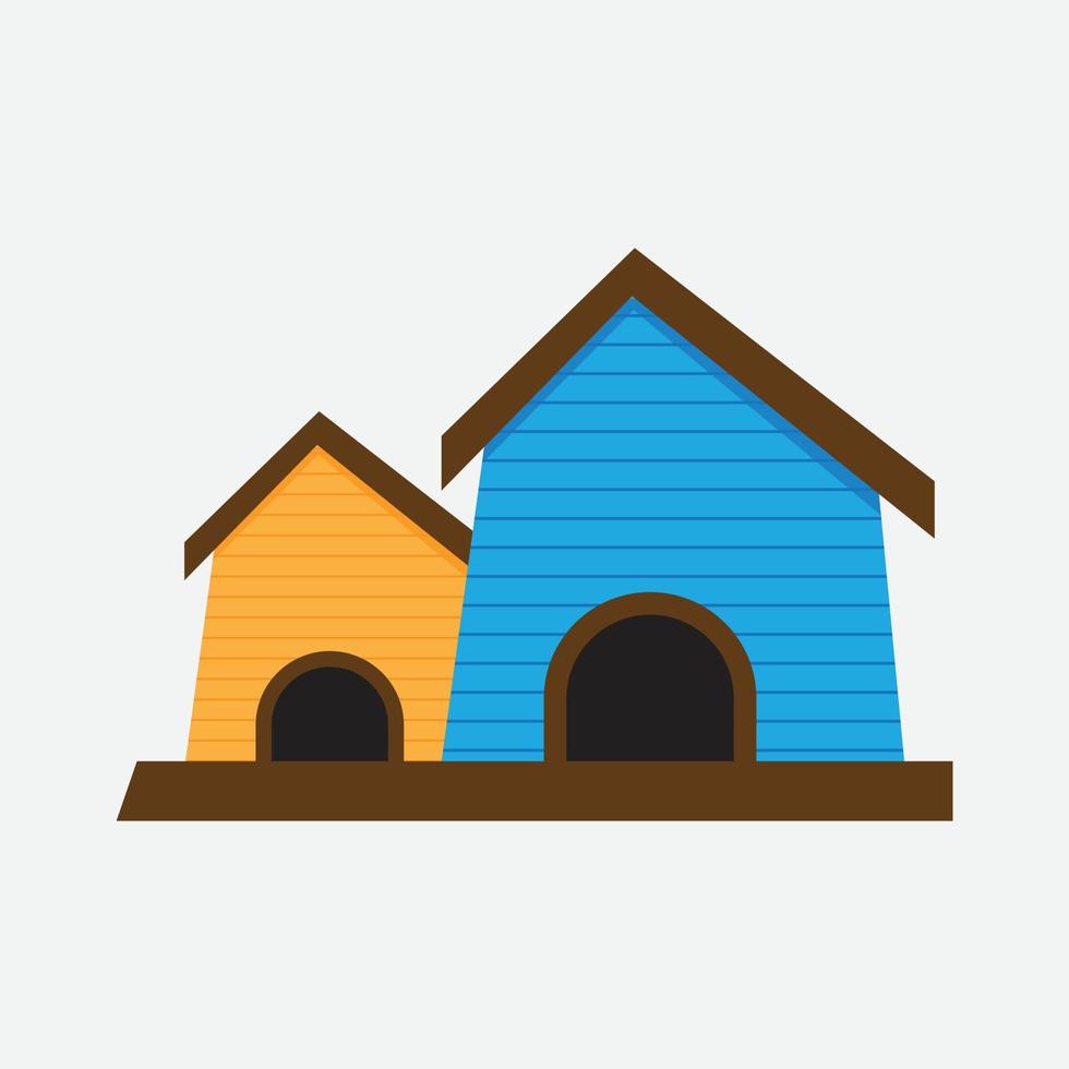 maison de chien de dessin animé barkitecture, oiseau en bois, illustration de maison pour animaux de compagnie. icône plate de maison de chien. style isolé et simple vecteur
