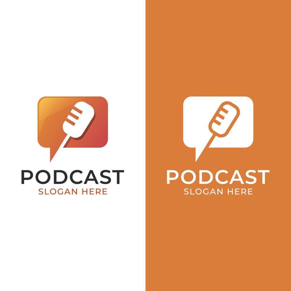 Élément de logo de talk-show de podcast avec création de logo moderne pour casque vecteur