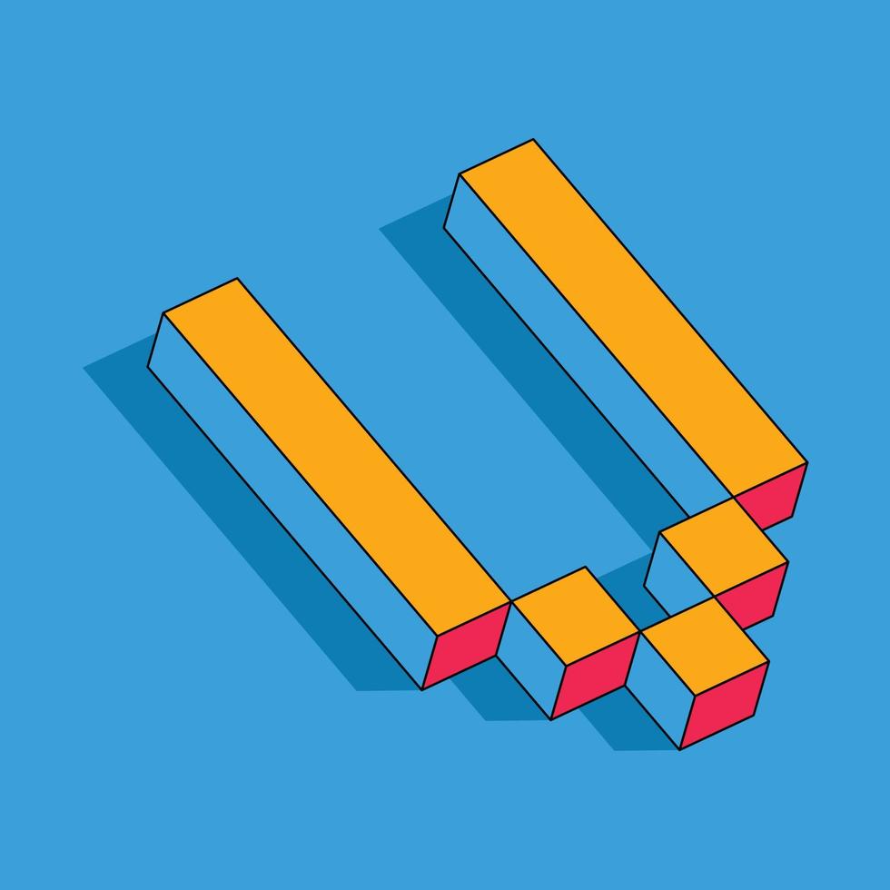 lettre v isométrique, logo v vectoriel 3d.