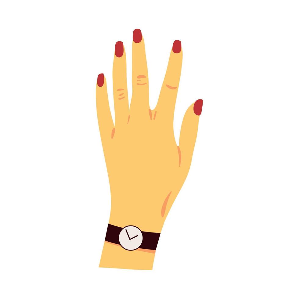 main féminine avec montre vecteur