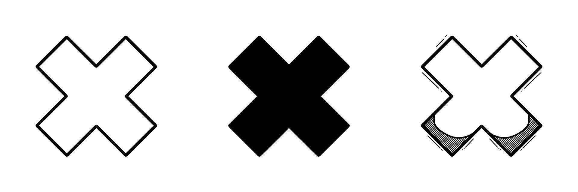 illustration vectorielle de l'ensemble d'icônes de marque croisée isolé sur fond blanc vecteur
