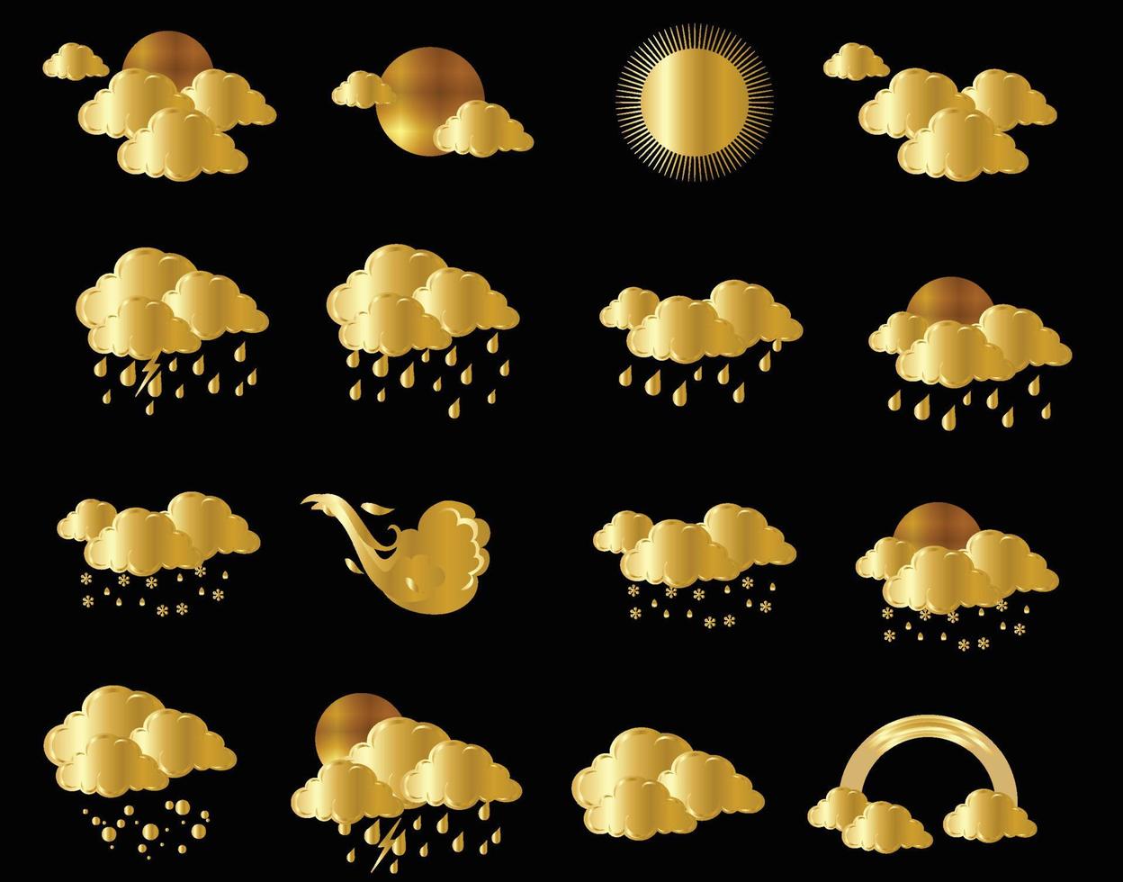 prévisions du jour des icônes météo or vecteur