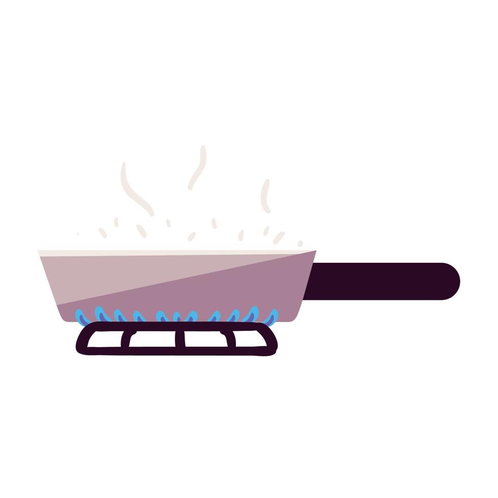 poêle à frire sur la cuisinière vecteur