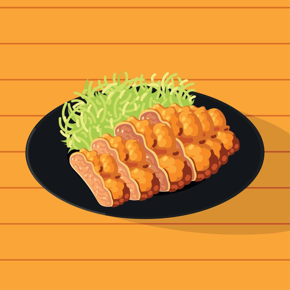 cuisine japonaise avec salade vecteur