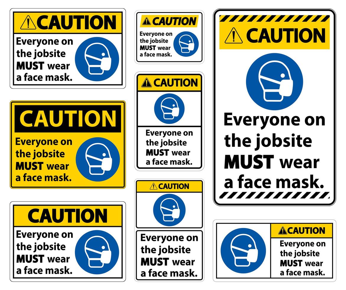 attention tout le monde doit porter un masque facial vecteur