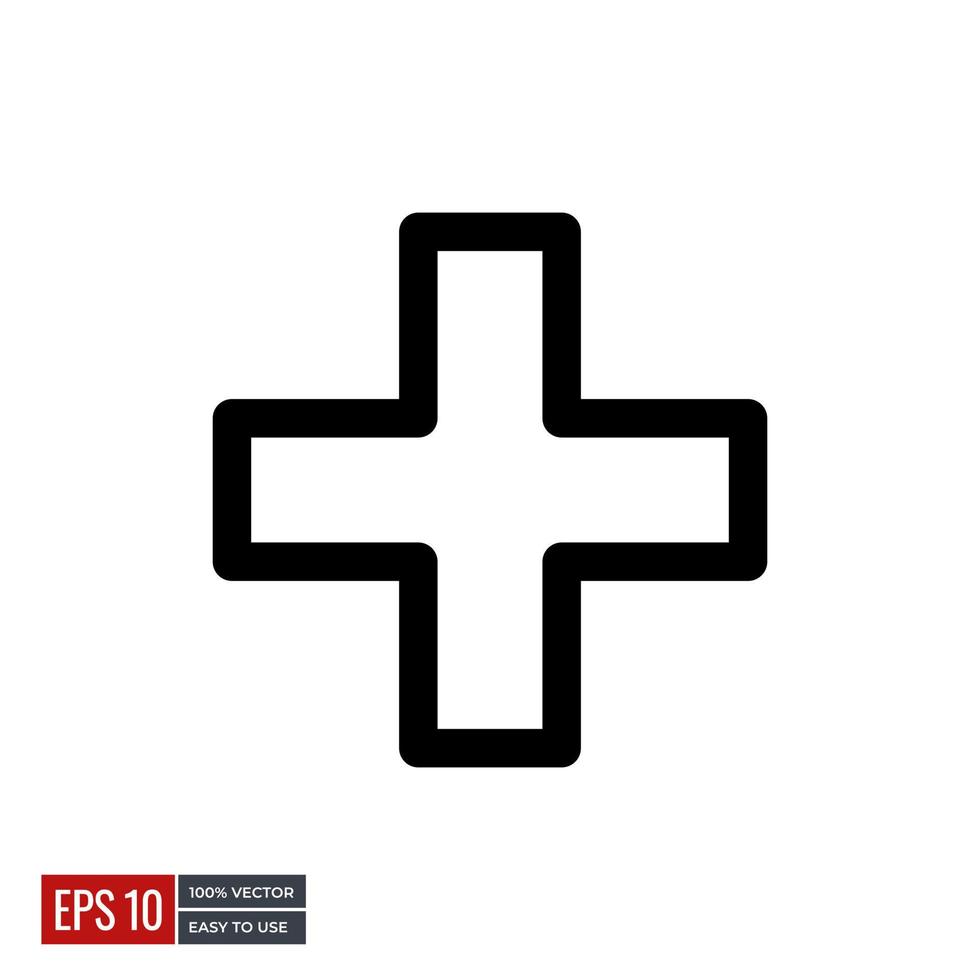 vecteur d'icône de symbole de croix médicale. icônes de ligne minimales parfaites pour les conceptions de sites Web ou d'applications de santé. simple illustration.