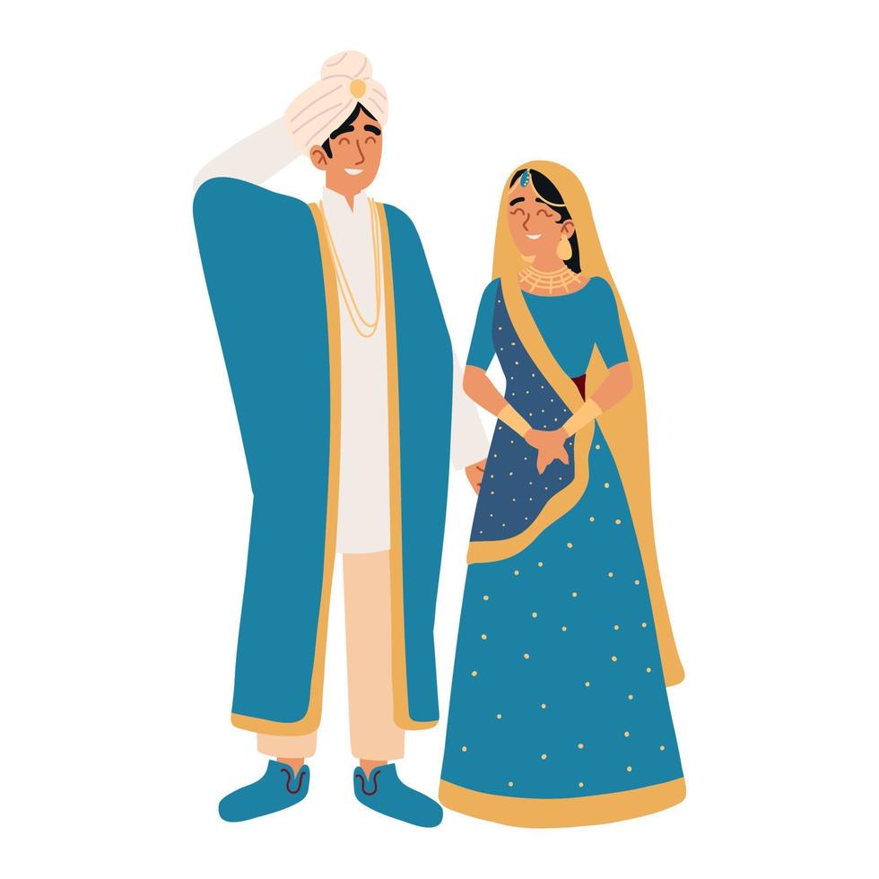 portrait de couple de mariage hindou vecteur