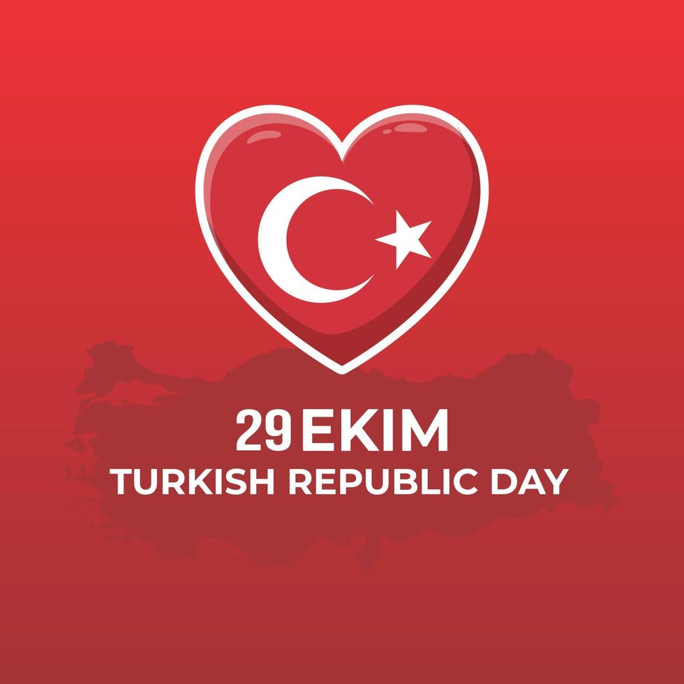 29 octobre jour de la république de turquie, 29 ekim jour de la république turque, design plat de la fête de l'indépendance de la turquie vecteur