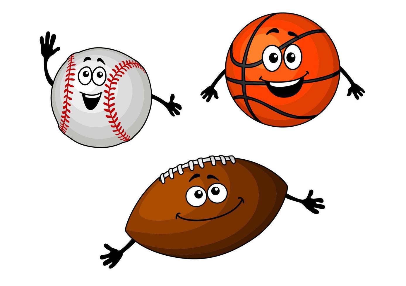 balles de baseball, de basket-ball et de rugby vecteur