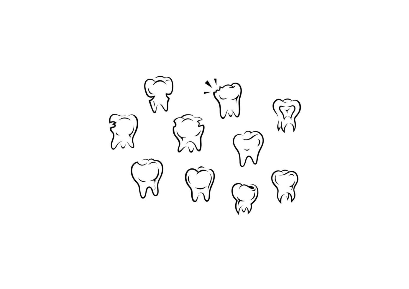 ensemble de dents de santé et de maladie vecteur