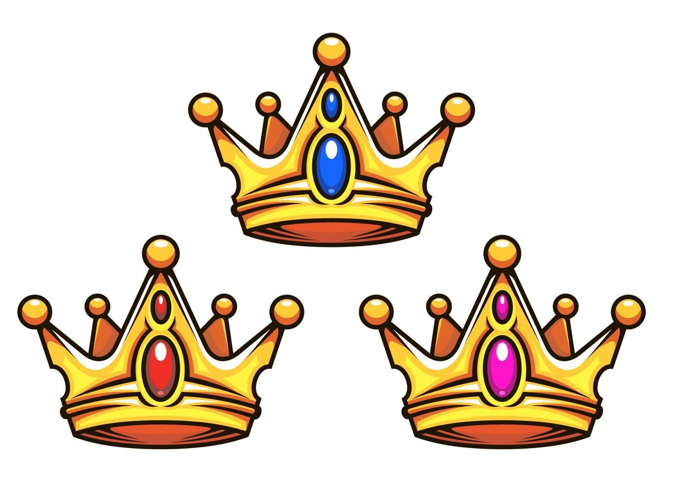 refroidir les couronnes royales avec des éléments de bijoux vecteur