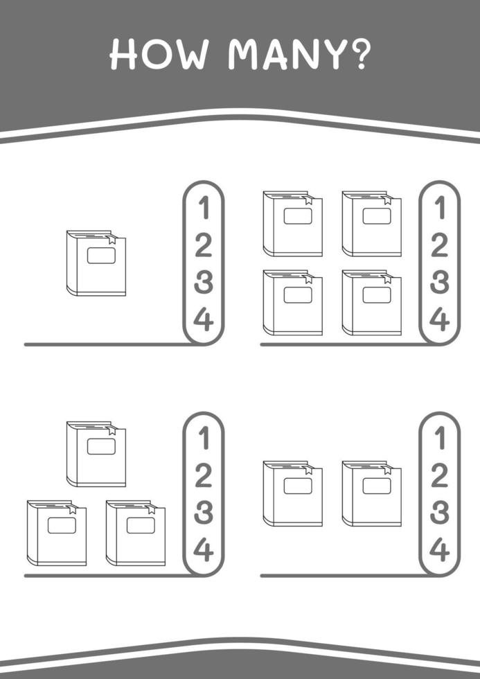 combien de cahier, jeu pour enfants. illustration vectorielle, feuille de calcul imprimable vecteur