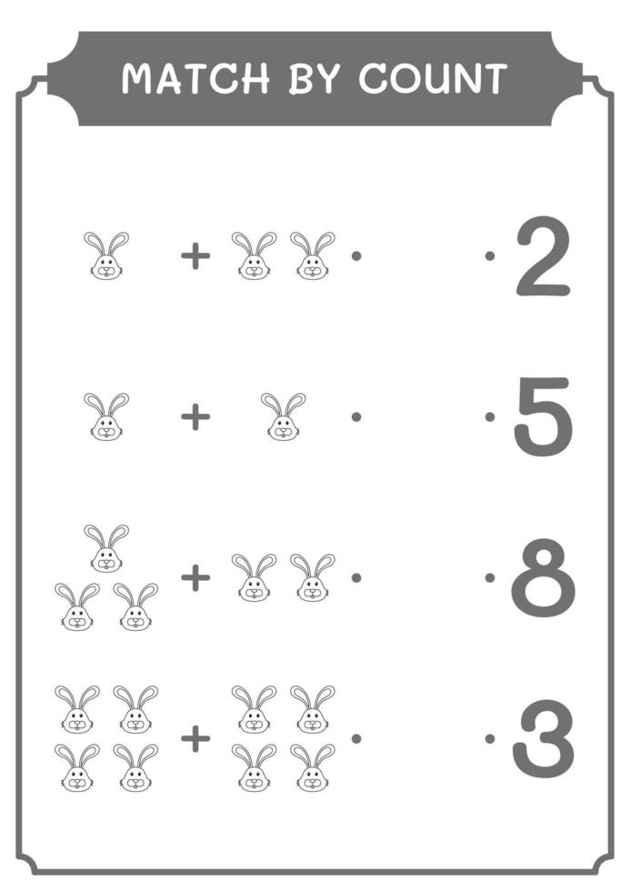 match par compte de lapin, jeu pour enfants. illustration vectorielle, feuille de calcul imprimable vecteur