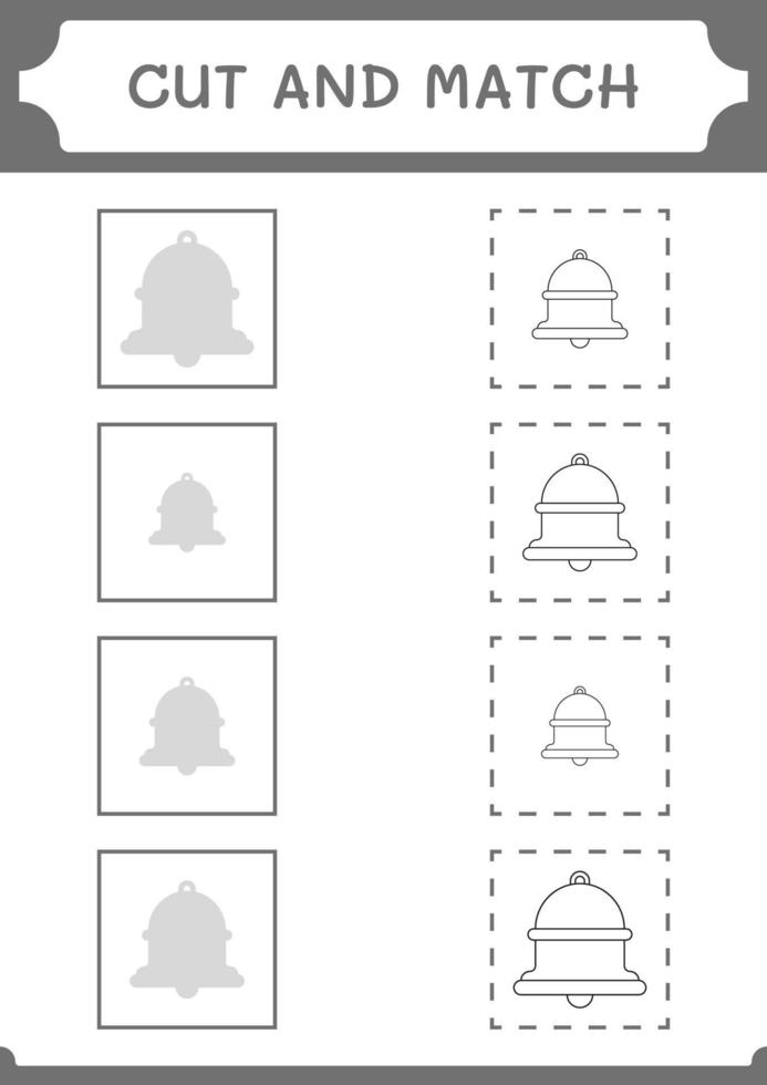 couper et assortir des parties de cloche, jeu pour enfants. illustration vectorielle, feuille de calcul imprimable vecteur