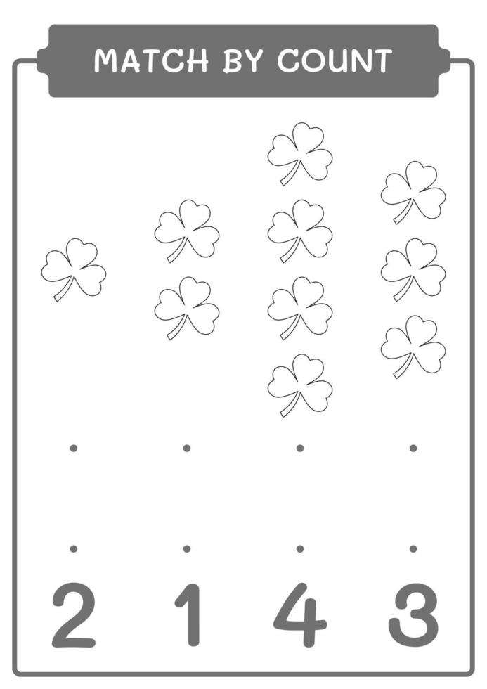 match par compte de trèfle, jeu pour enfants. illustration vectorielle, feuille de calcul imprimable vecteur