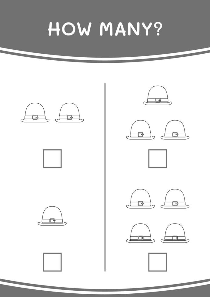 combien de st. chapeau de jour de patrick, jeu pour enfants. illustration vectorielle, feuille de calcul imprimable vecteur