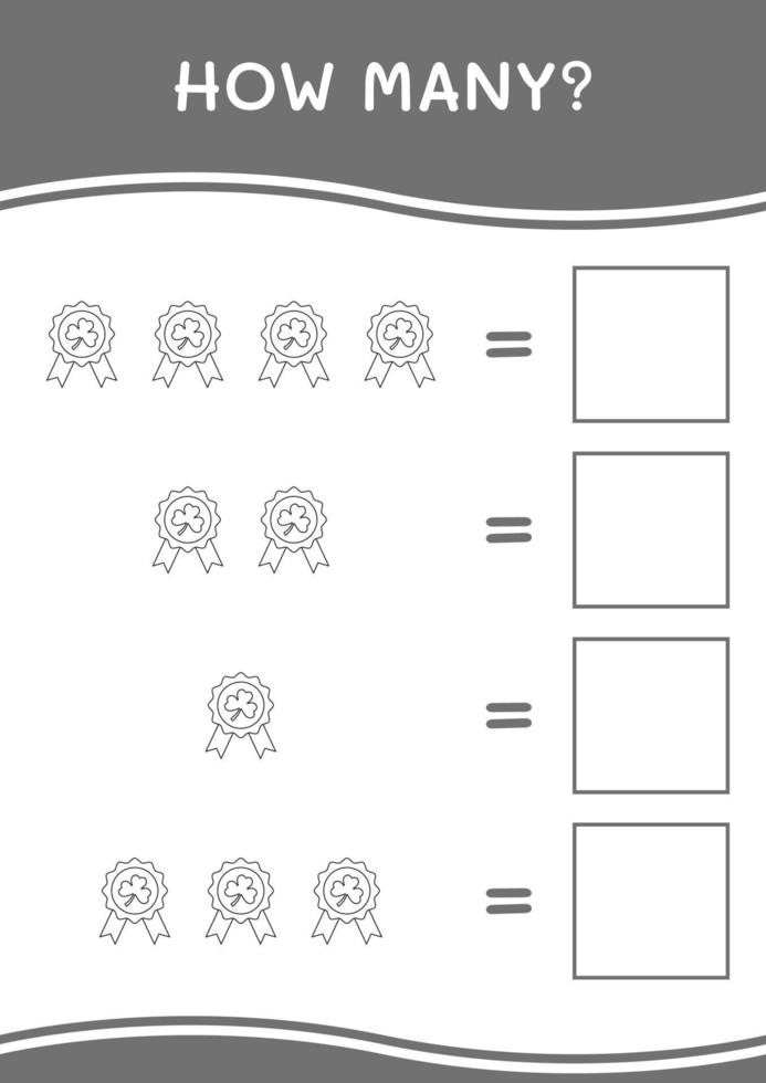 combien d'insigne de trèfle, jeu pour enfants. illustration vectorielle, feuille de calcul imprimable vecteur