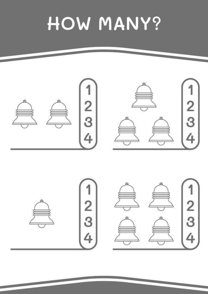 combien de cloche, jeu pour enfants. illustration vectorielle, feuille de calcul imprimable vecteur