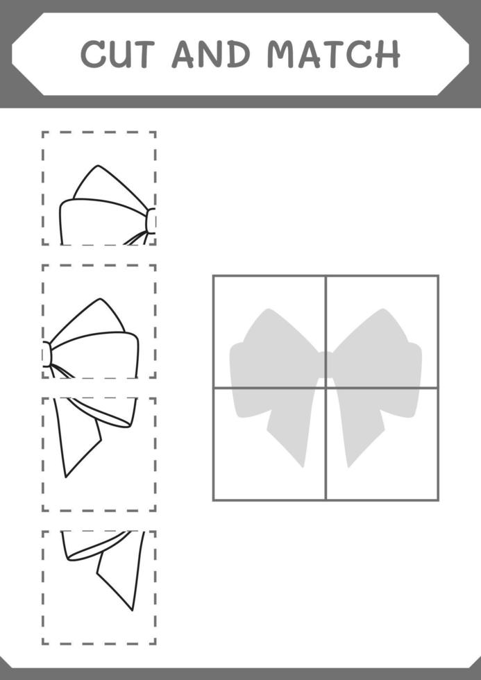 couper et assortir des parties de ruban, jeu pour enfants. illustration vectorielle, feuille de calcul imprimable vecteur