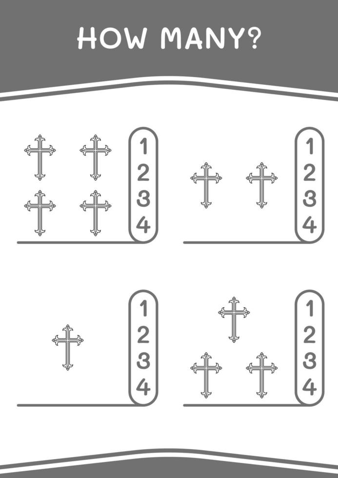 combien de croix chrétienne, jeu pour enfants. illustration vectorielle, feuille de calcul imprimable vecteur