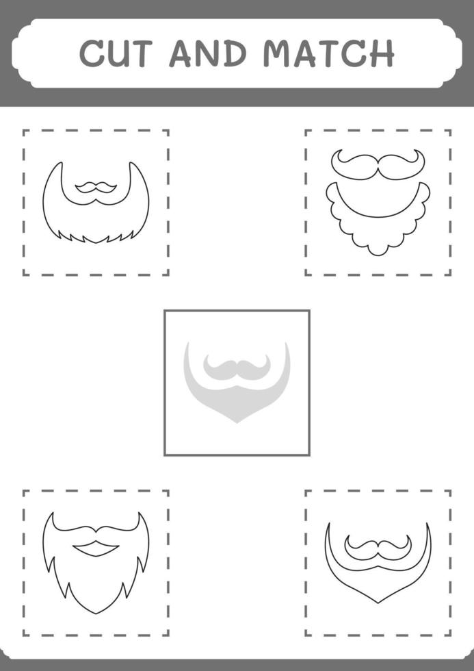 couper et assortir des parties de barbe de lutin, jeu pour enfants. illustration vectorielle, feuille de calcul imprimable vecteur