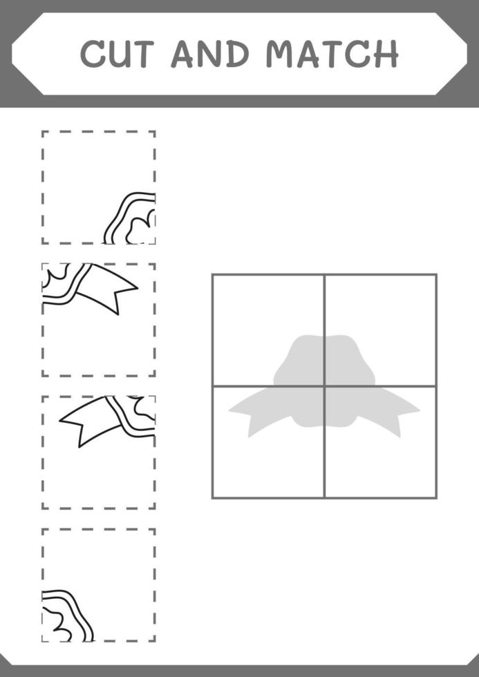 couper et assortir des parties de badge de trèfle, jeu pour enfants. illustration vectorielle, feuille de calcul imprimable vecteur