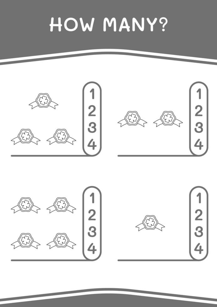 combien d'insigne de trèfle, jeu pour enfants. illustration vectorielle, feuille de calcul imprimable vecteur