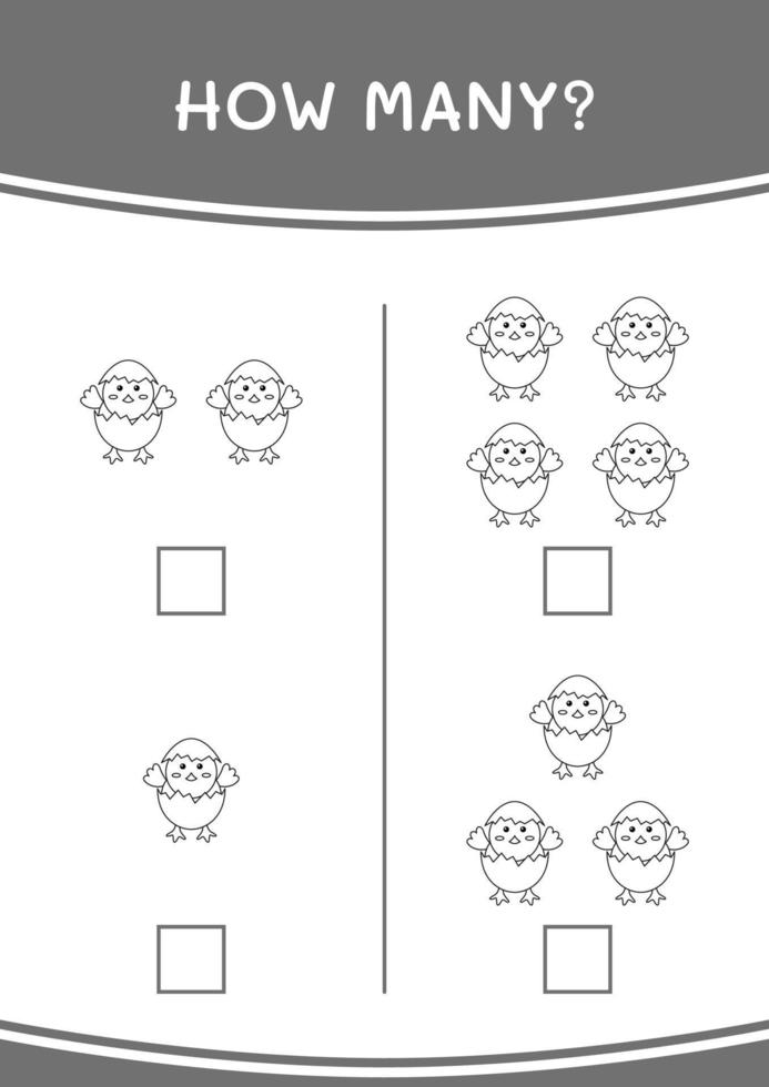 combien de poussin, jeu pour enfants. illustration vectorielle, feuille de calcul imprimable vecteur