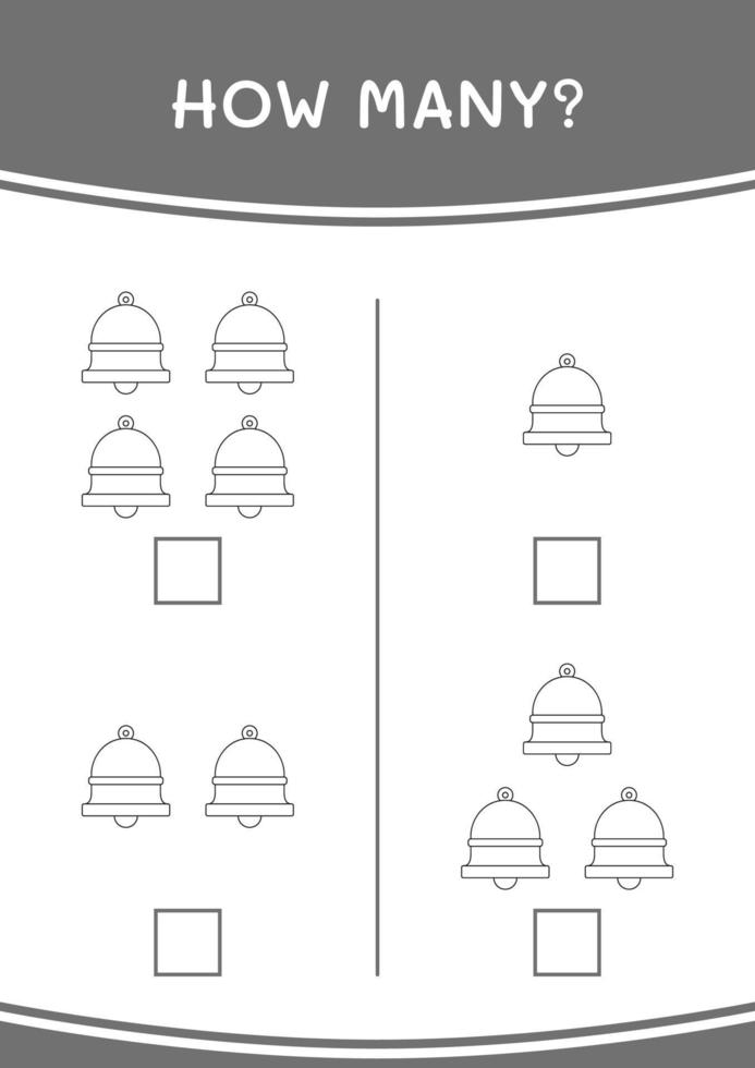 combien de cloche, jeu pour enfants. illustration vectorielle, feuille de calcul imprimable vecteur