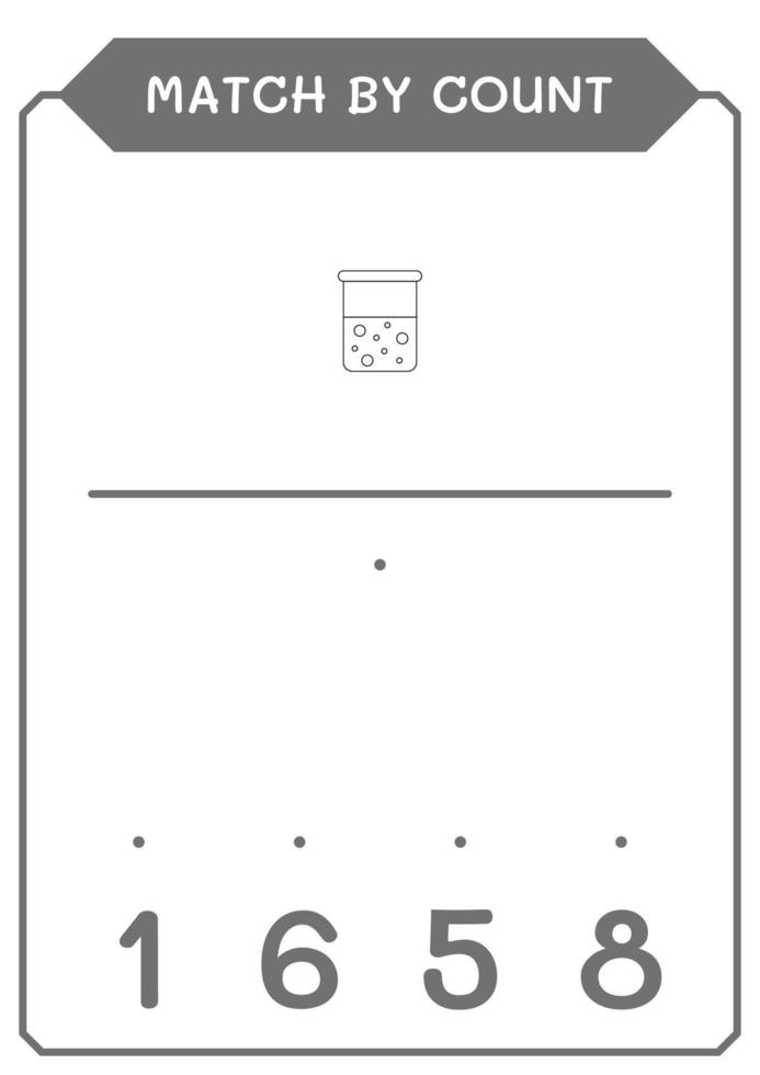 match par comptage de flacon de chimie, jeu pour enfants. illustration vectorielle, feuille de calcul imprimable vecteur