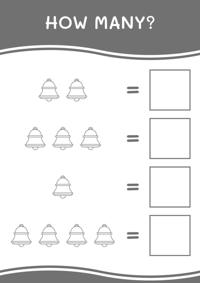 combien de cloche, jeu pour enfants. illustration vectorielle, feuille de calcul imprimable vecteur