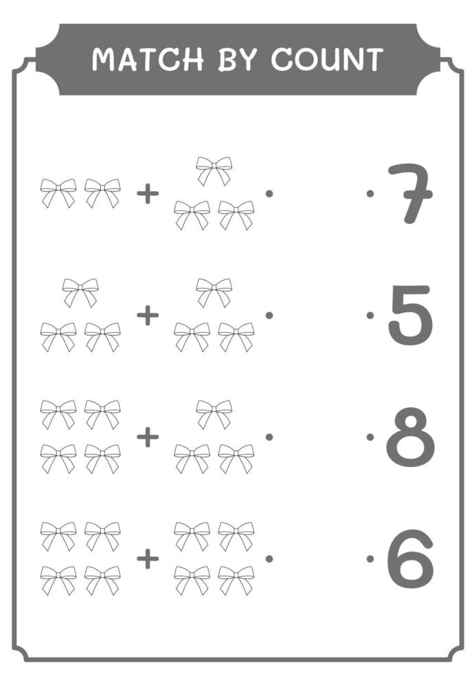 match au nombre de ruban, jeu pour enfants. illustration vectorielle, feuille de calcul imprimable vecteur