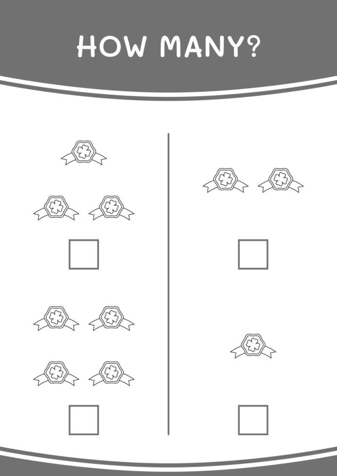 combien d'insigne de trèfle, jeu pour enfants. illustration vectorielle, feuille de calcul imprimable vecteur