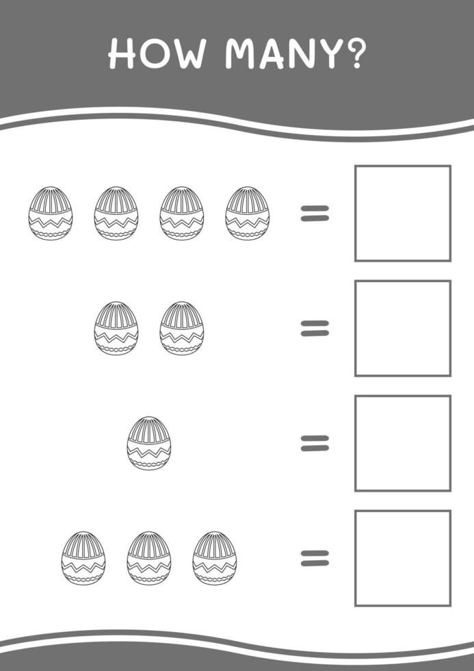 combien d'oeufs de pâques, jeu pour enfants. illustration vectorielle, feuille de calcul imprimable vecteur