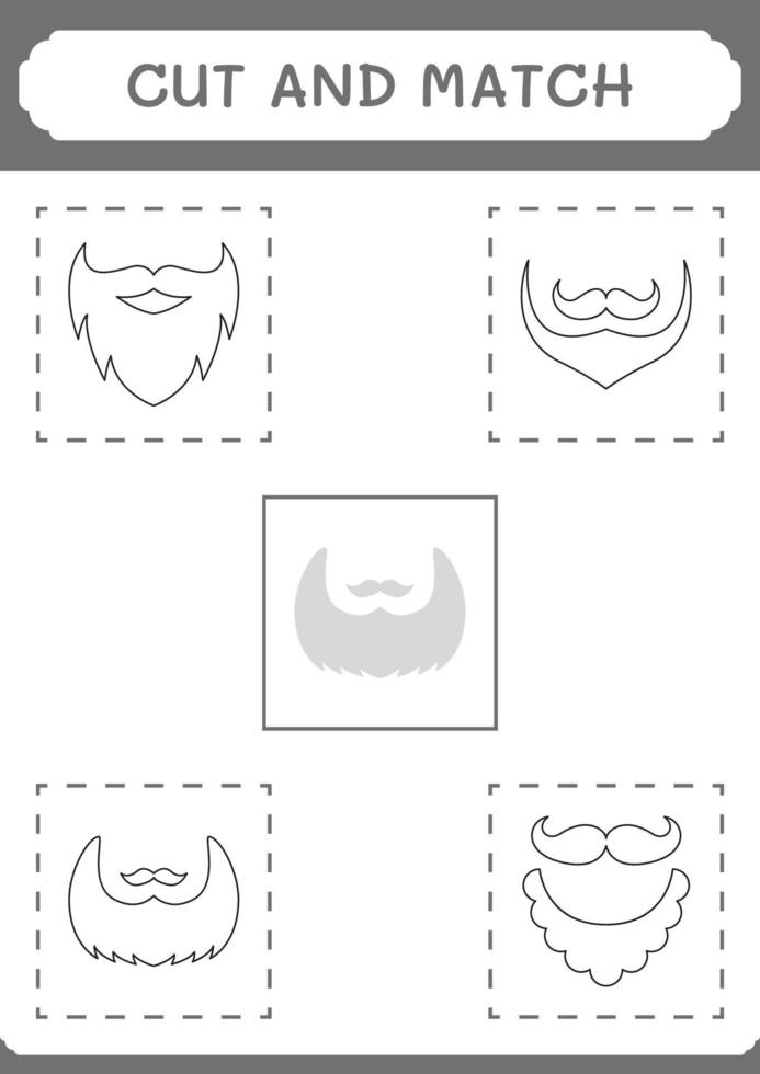 couper et assortir des parties de barbe de lutin, jeu pour enfants. illustration vectorielle, feuille de calcul imprimable vecteur