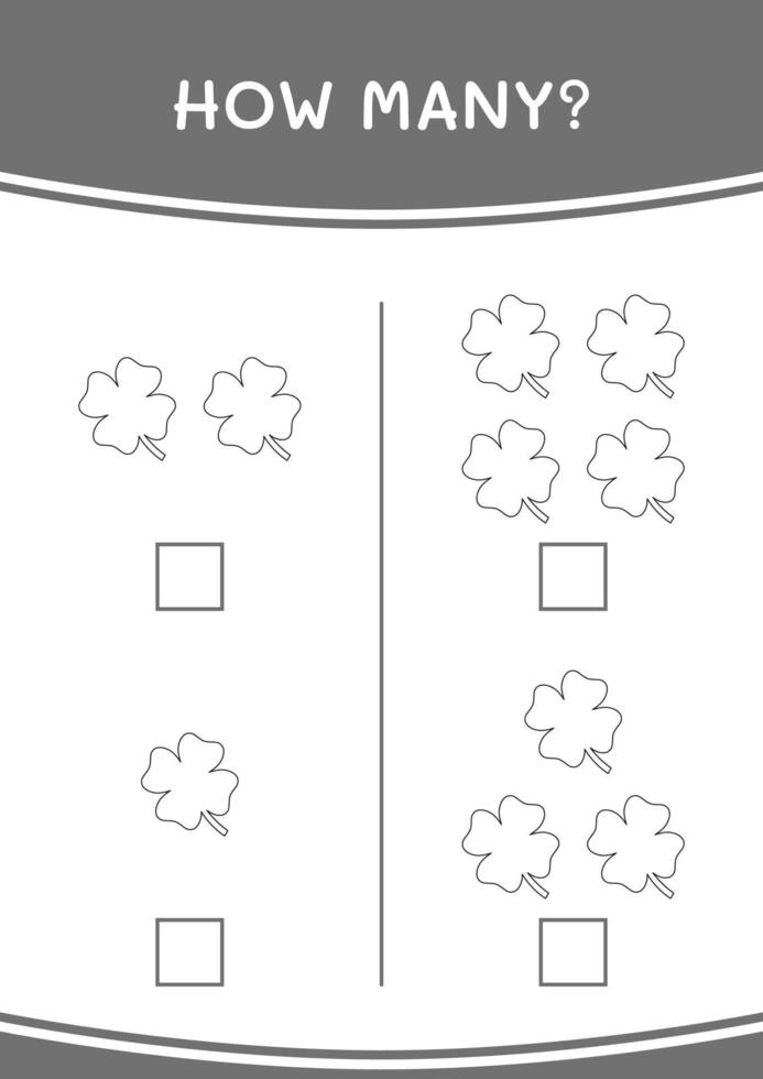 combien de trèfle, jeu pour enfants. illustration vectorielle, feuille de calcul imprimable vecteur