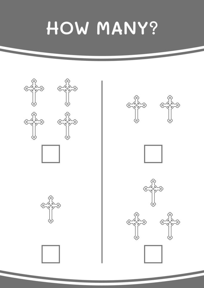 combien de croix chrétienne, jeu pour enfants. illustration vectorielle, feuille de calcul imprimable vecteur