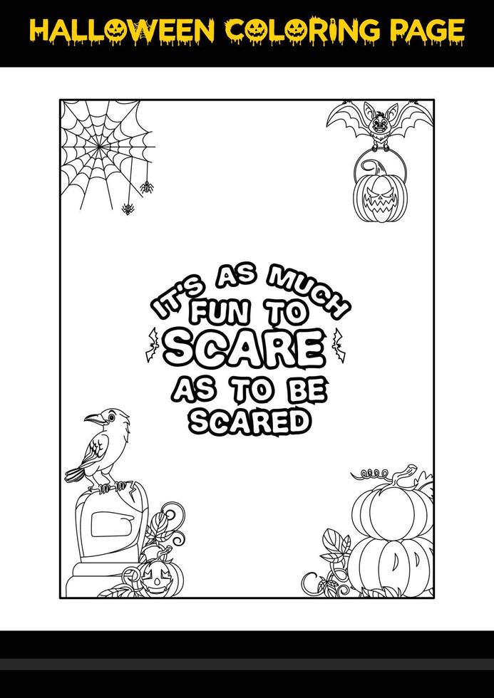 coloriage de citations d'halloween. coloriage d'halloween pour les enfants. vecteur