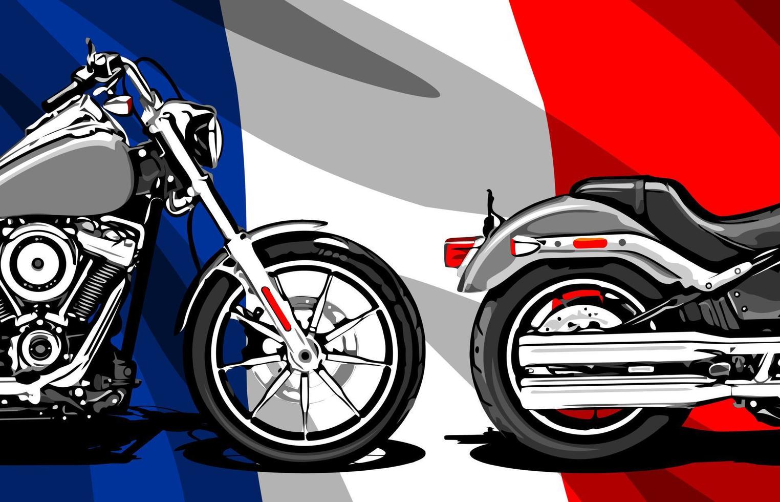 vue latérale de la moto et drapeau vecteur