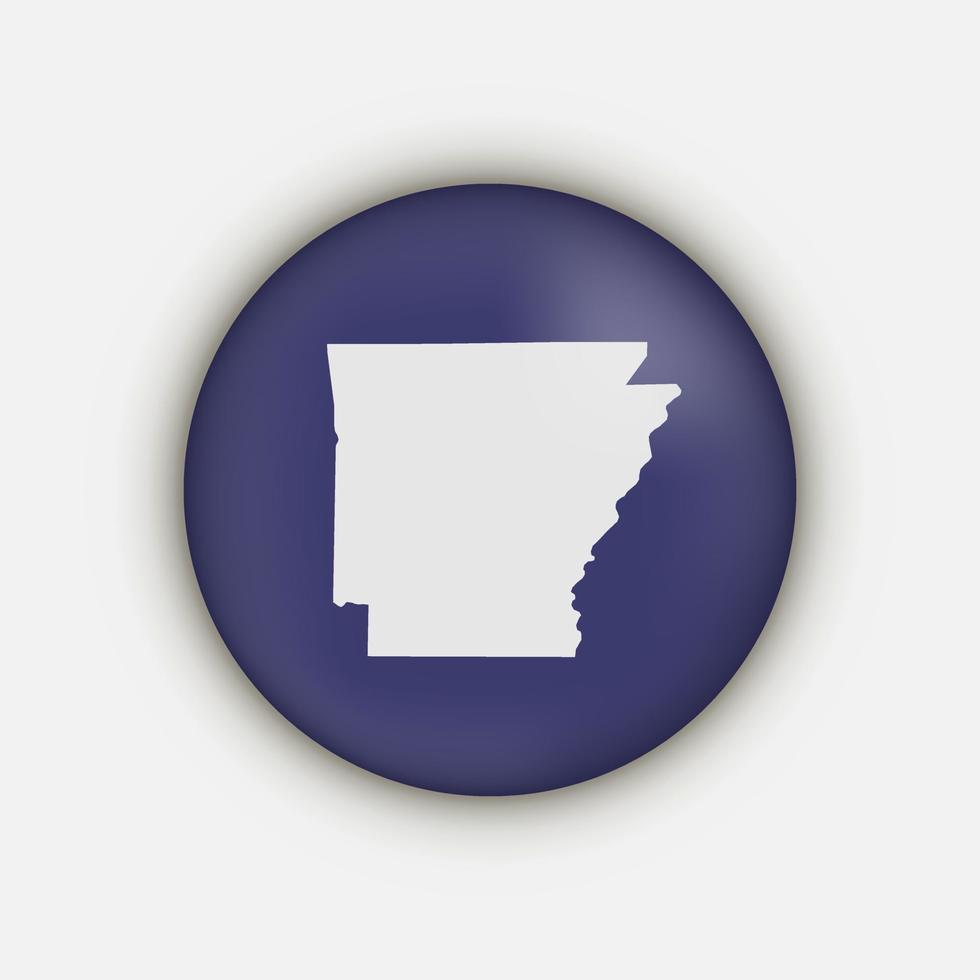 Carte du cercle de l'état de l'Arkansas avec ombre portée vecteur