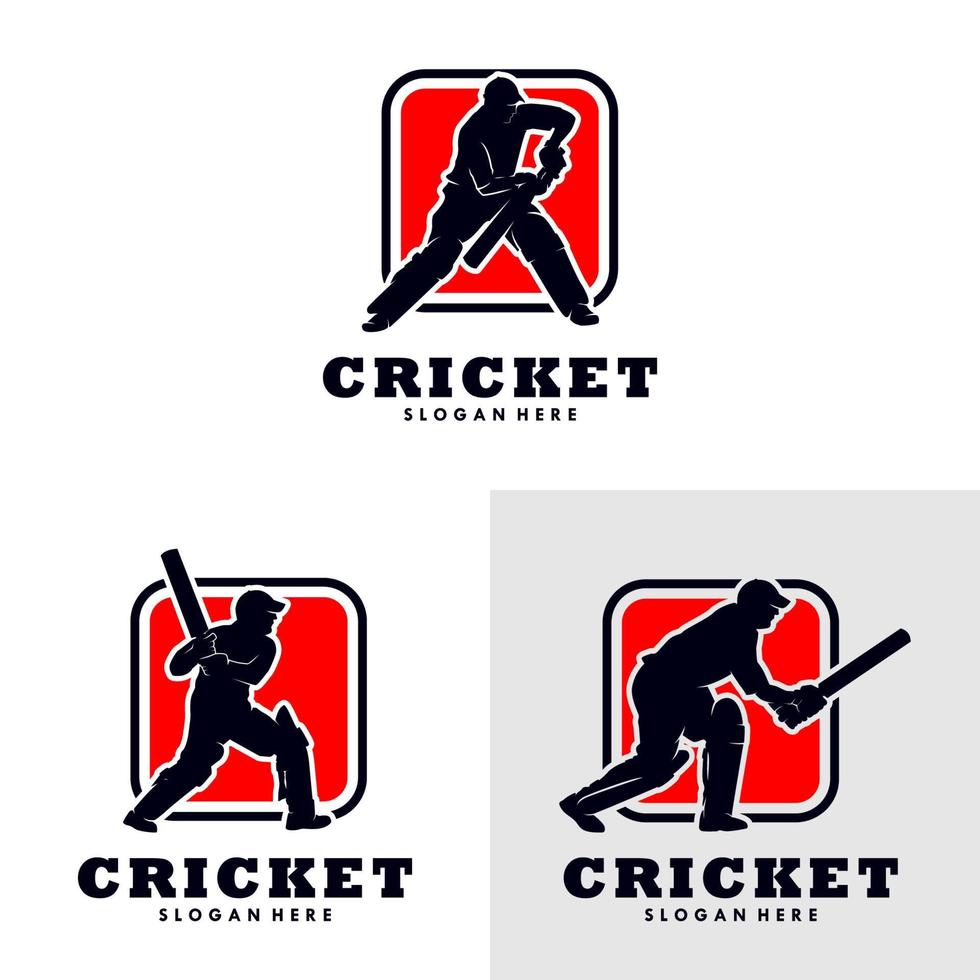 ensemble de conception de modèle de logo de sport de cricket vecteur