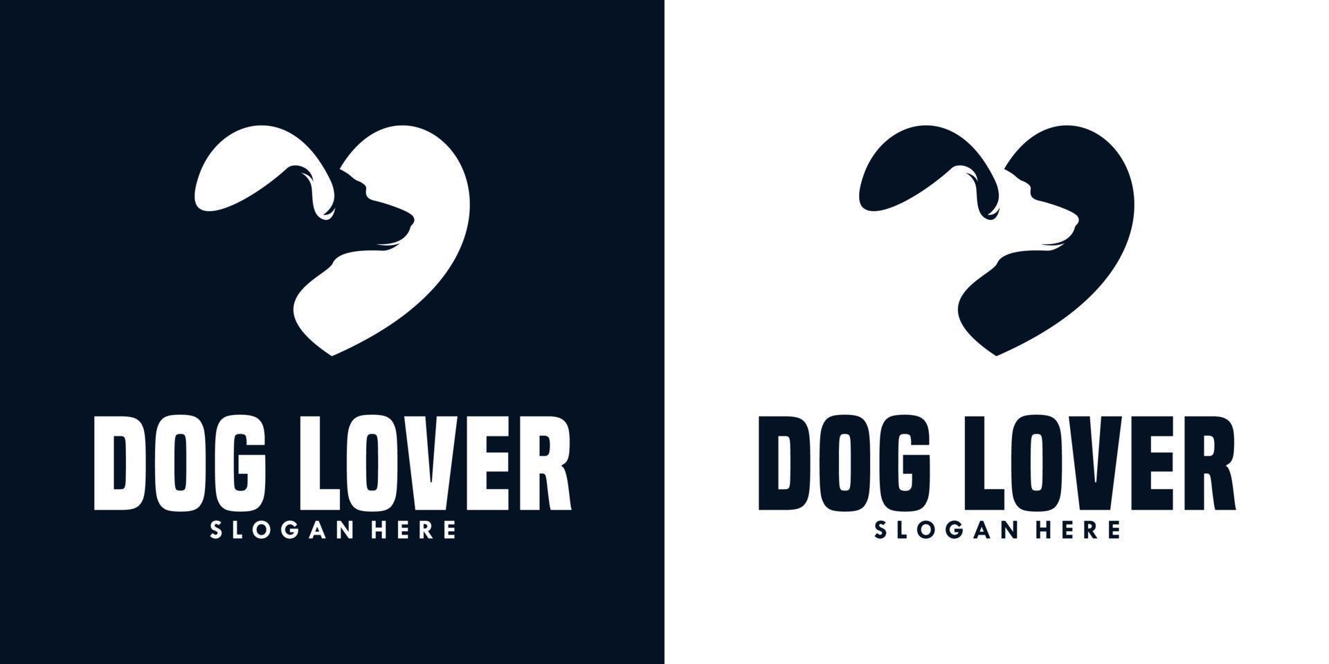 modèle de conception de logo amoureux des chiens vecteur