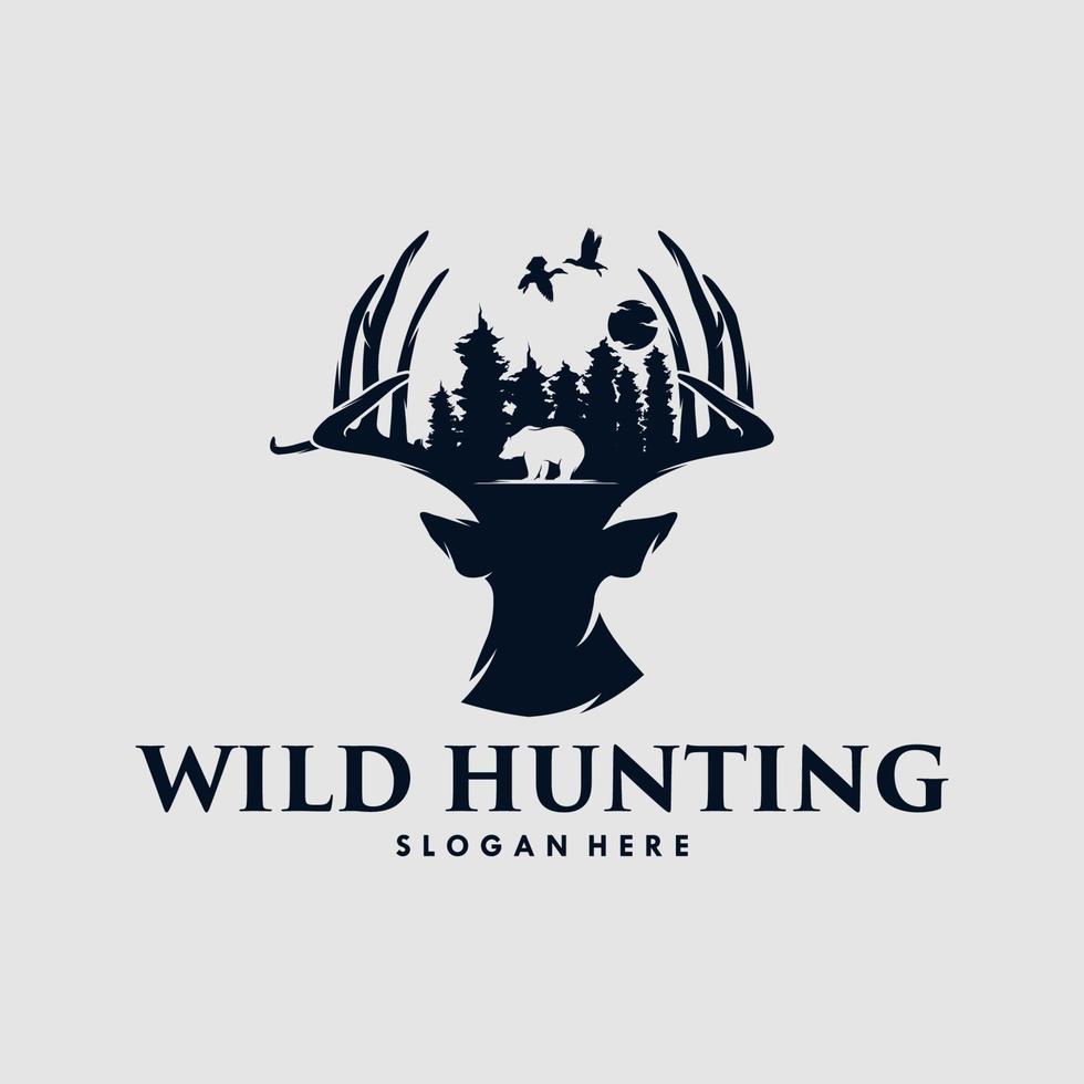 création de logo de chasse sauvage de style vintage vecteur