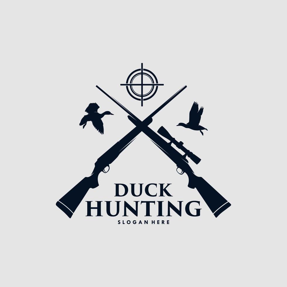 modèle de conception de logo de chasse au canard vecteur