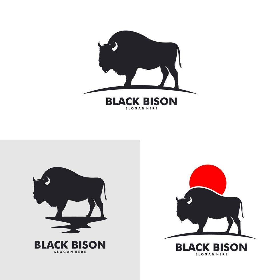 concept de conception de logo plat simple grand bison sauvage vecteur